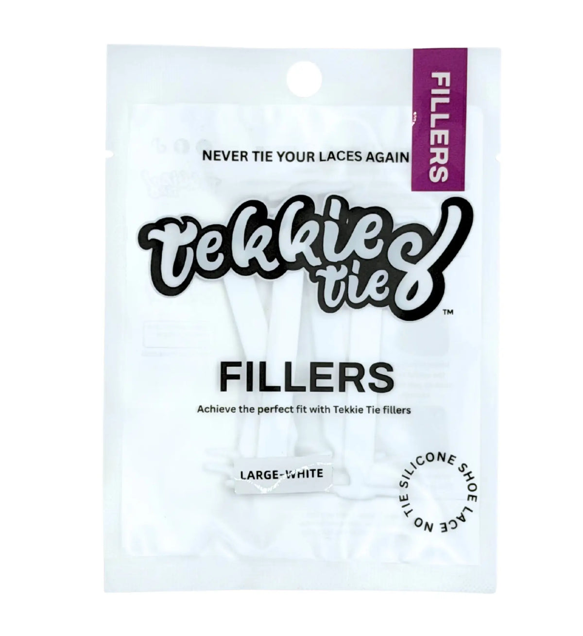 Tekkie Ties Fillers pack back with sizing