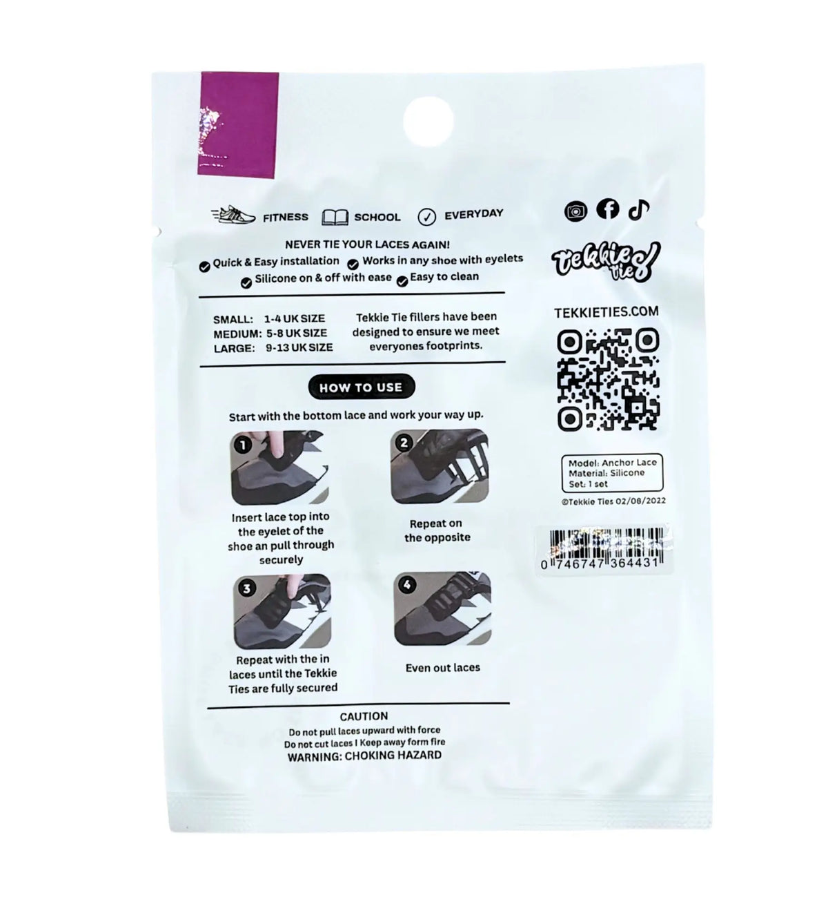 Tekkie Ties Fillers White pack front