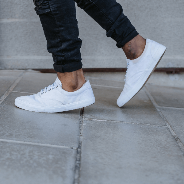 Tekkie Ties Adult Sneaker Laces Light Grey being worn