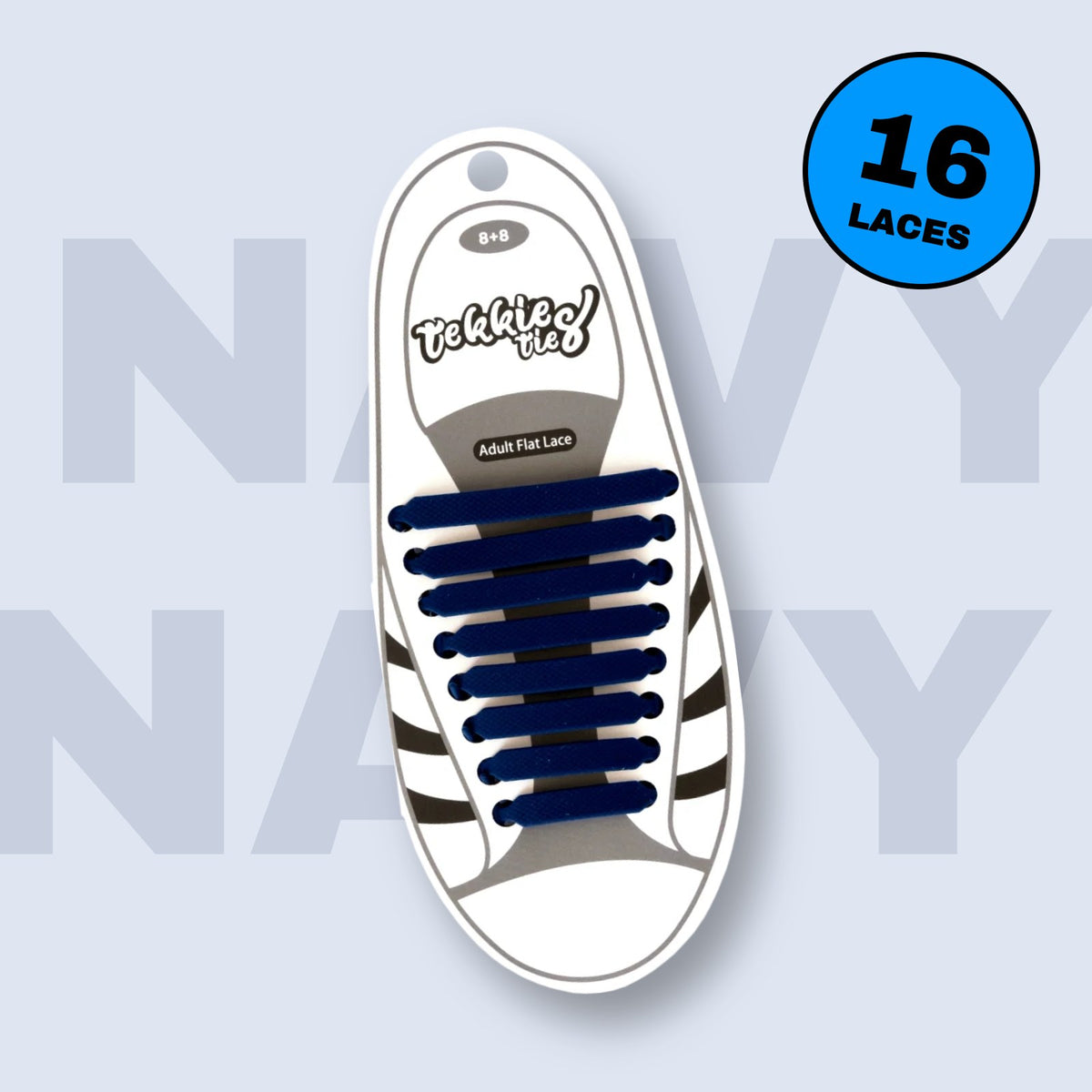 Tekkie Ties Adult Sneaker Laces in Navy, 16 laces per pack