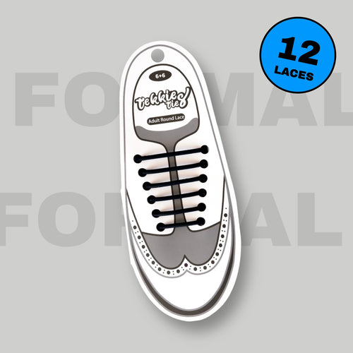 Tekkie Ties Adult Formal Laces in Black, 12 laces per pack