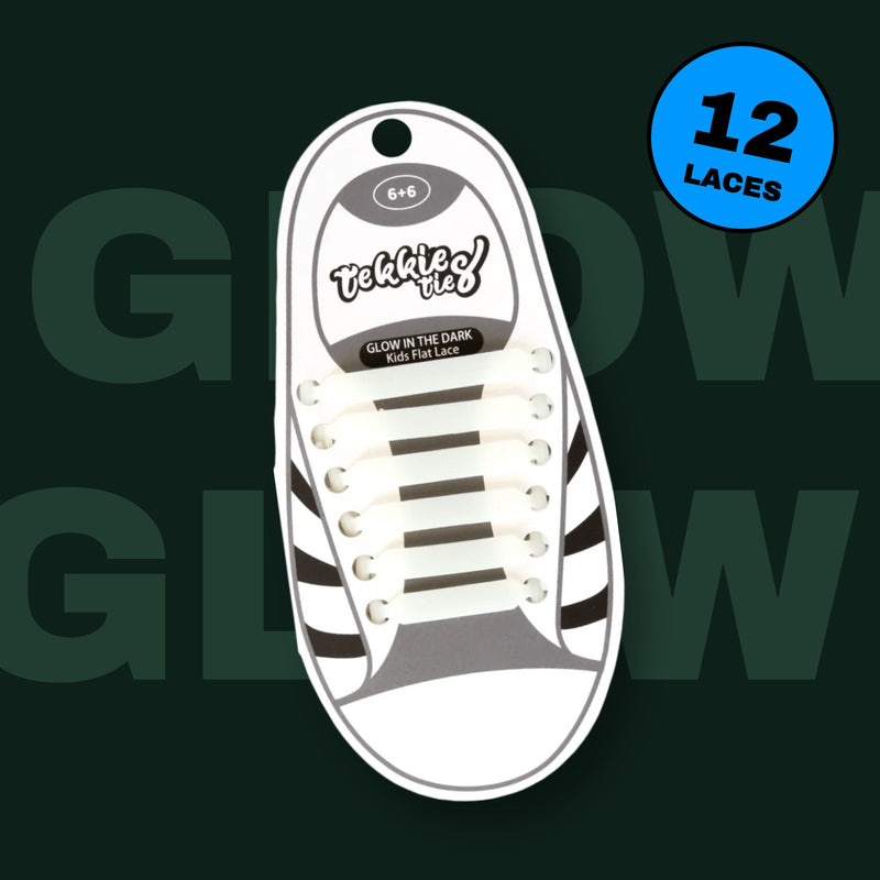Tekkie Ties Kids Laces Glow in the Dark, 12 laces per pack